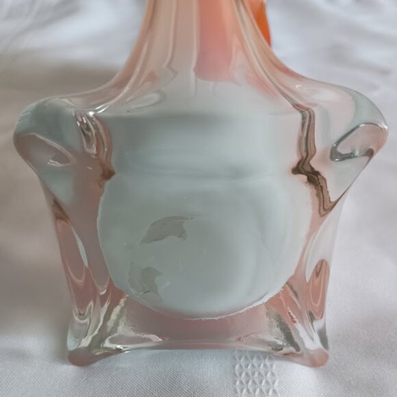 Red Orange Blown Art Glass Murano Style 12" High Vase with Square bottom - Picture 5 of 7